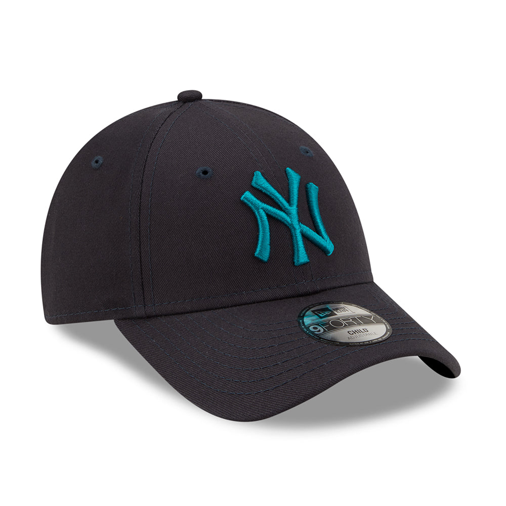 New Era Kids 9FORTY New York Yankees Baseball Cap - MLB League Essential - Navy-Teal