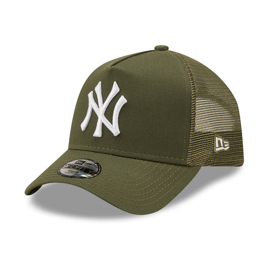 New Era Kids 9FORTY New York Yankees A-Frame Trucker Cap - MLB Tonal Mesh - Olive
