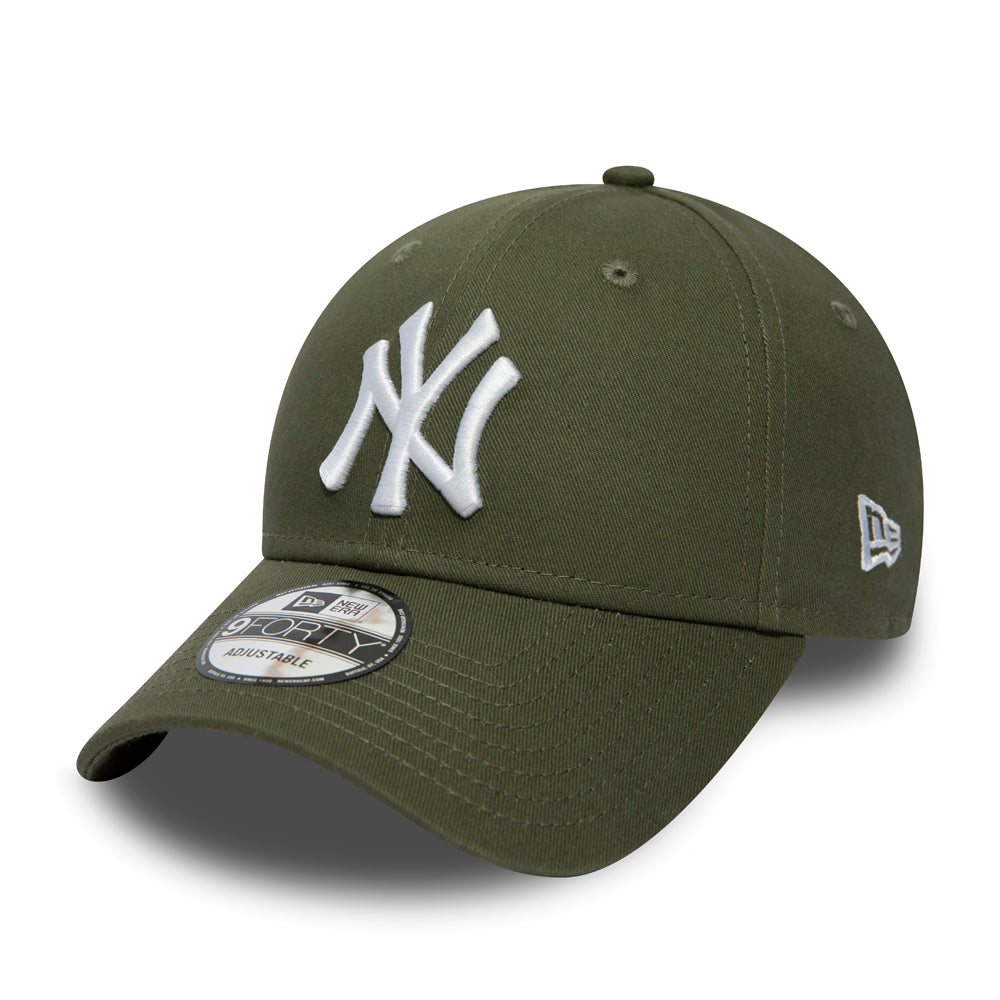 New Era Kids 9FORTY New York Yankees Baseball Cap - MLB League Essential - Olive-White