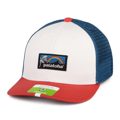 Patagonia Hats Kids Patalokahi Label Organic Cotton Trucker Cap - White-Red-Blue