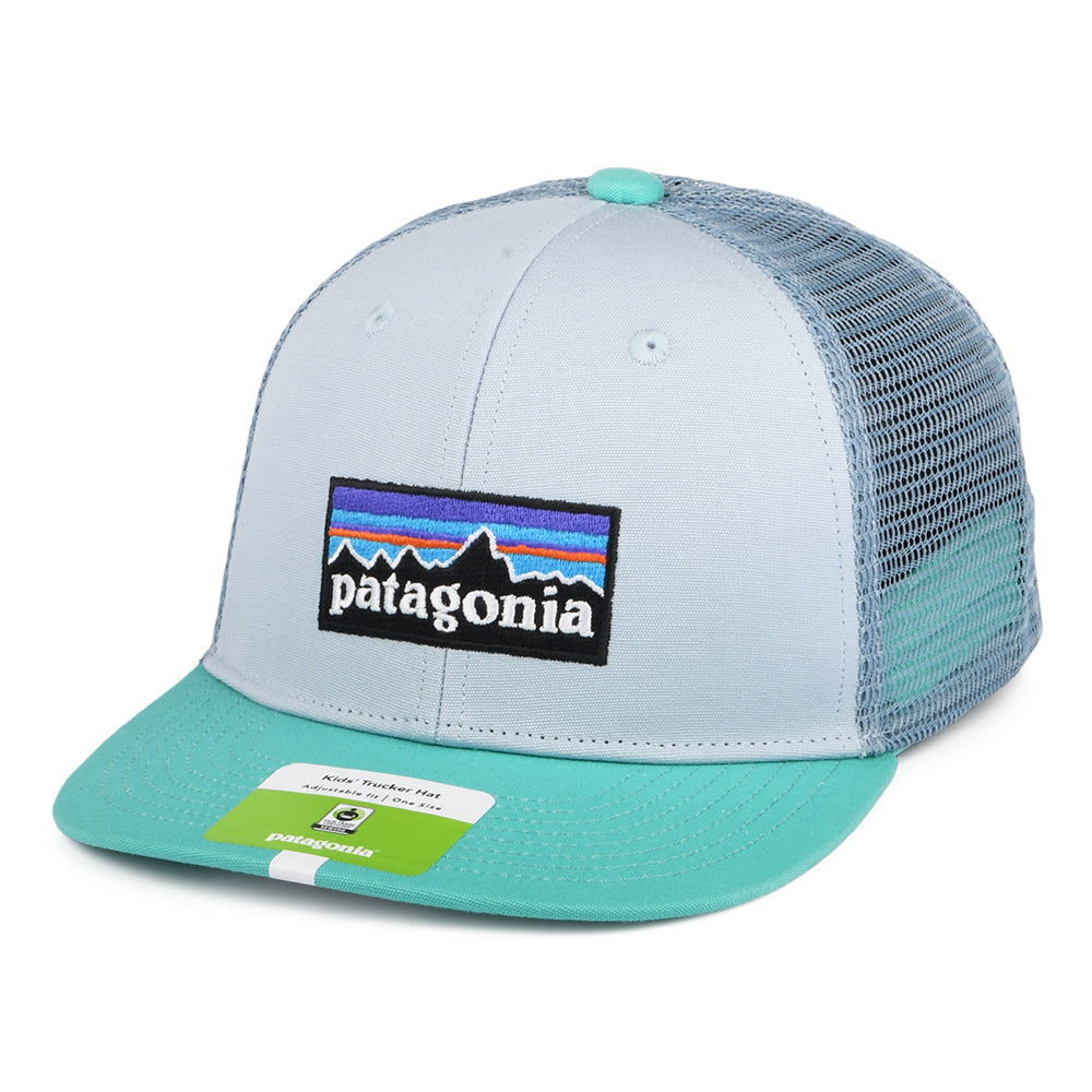 Patagonia Hats Kids P-6 Logo Organic Cotton Trucker Cap - Light Blue-Turquoise