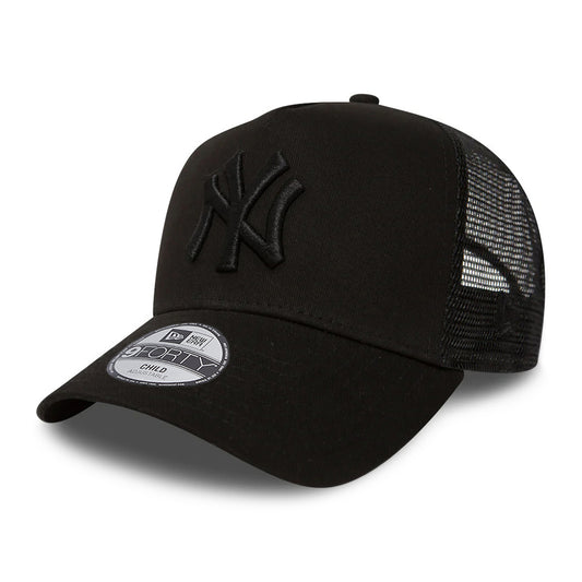 New Era Kids 9FORTY New York Yankees A-Frame Trucker Cap - MLB Essential - Black On Black