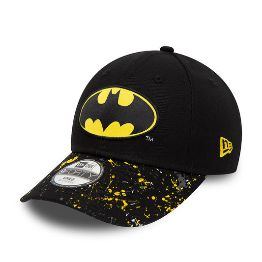 New Era Kids 9FORTY Batman Baseball Cap - Paint Splat - Black
