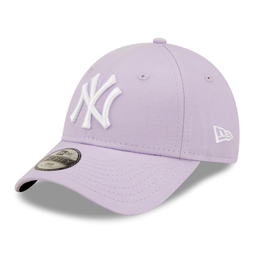 New Era Kids 9FORTY New York Yankees Baseball Cap - MLB League Essential - Lilac-White