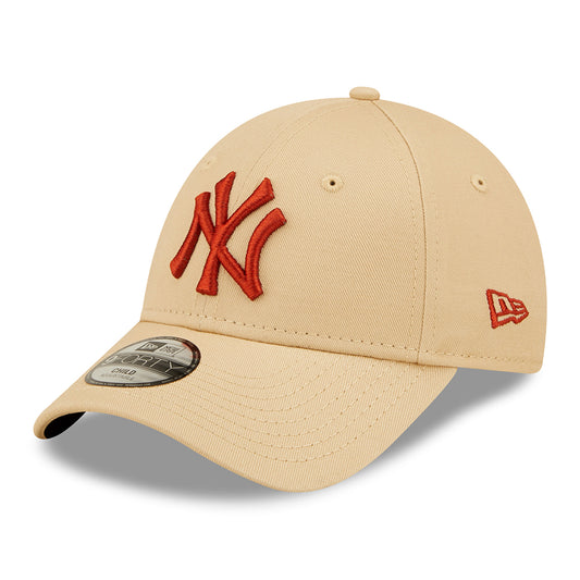 New Era Kids 9FORTY New York Yankees Baseball Cap - MLB League Essential - Oatmeal-Orange