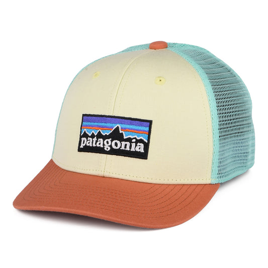 Patagonia Hats Kids P-6 Logo Organic Cotton Trucker Cap - Light Yellow-Coral-Mint
