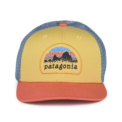 Patagonia Hats Kids Skyline Stencil Organic Cotton Trucker Cap - Mustard-Coral-Blue