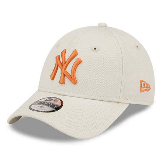 New Era Kids 9FORTY New York Yankees Baseball Cap - MLB League Essential - Stone-Burnt Orange