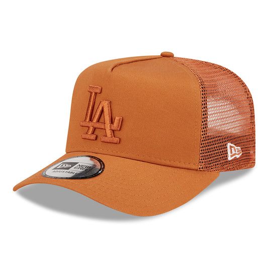 New Era Kids L.A. Dodgers A-Frame Trucker Cap - MLB Tonal Mesh - Burnt Orange