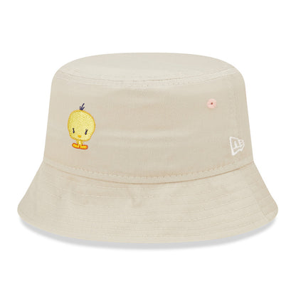 New Era Baby Tweety Bird Bucket Hat - Chibi Looney Tunes - Stone