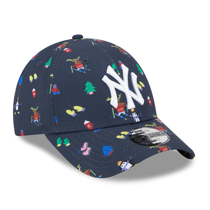 New Era Kids 9FORTY New York Yankees Baseball Cap - MLB Festive AOP - Navy-White