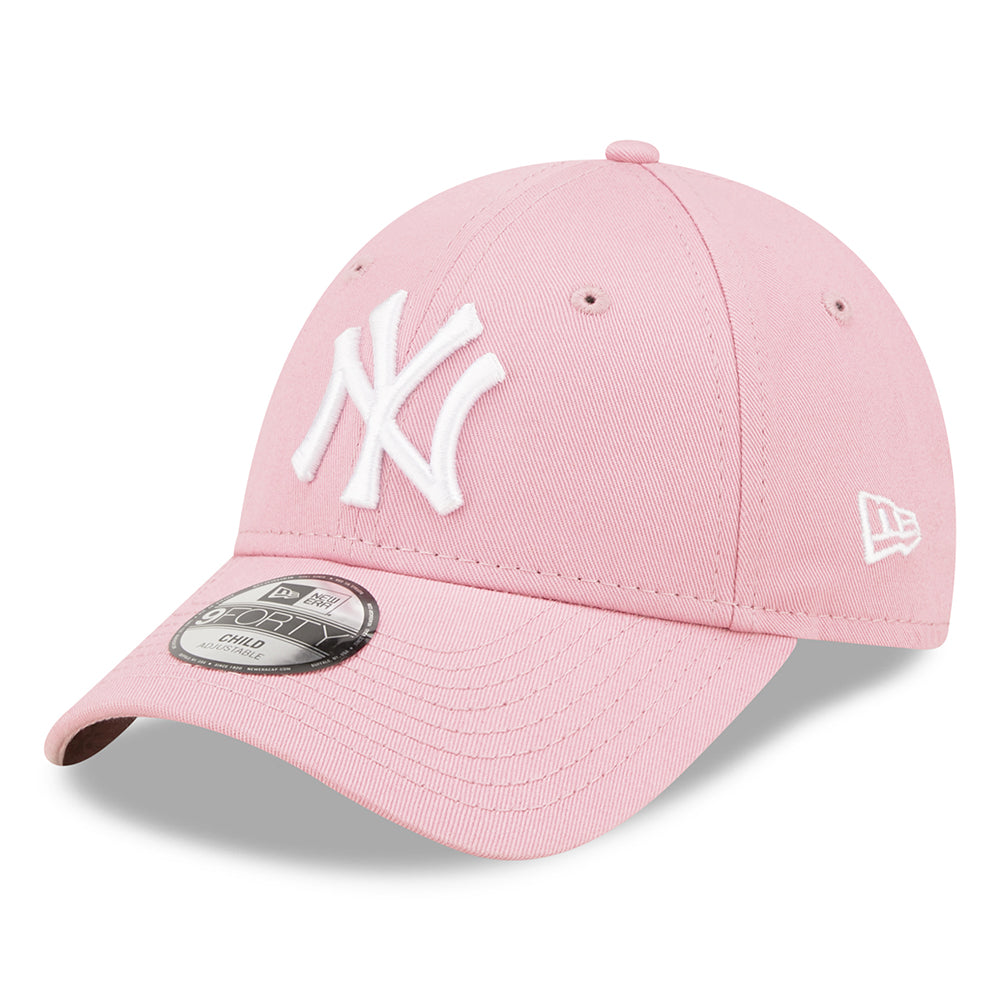 New Era Kids 9FORTY New York Yankees Baseball Cap - MLB League Essential - Light Pink-White