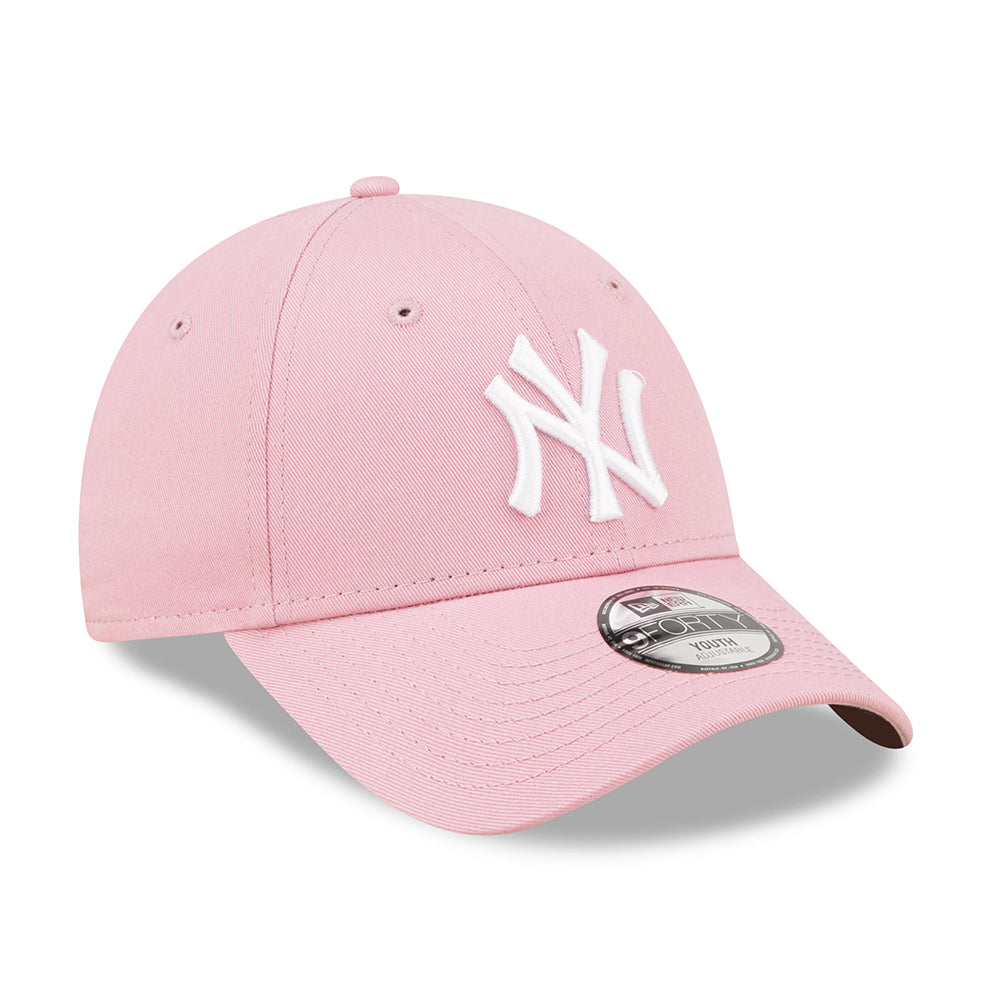 New Era Kids 9FORTY New York Yankees Baseball Cap - MLB League Essential - Light Pink-White