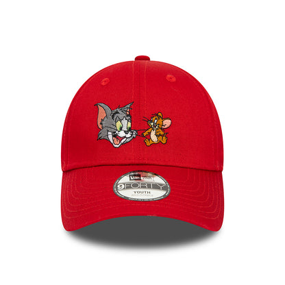 New Era Kids 9FORTY Tom and Jerry Baseball Cap - Multi Character - Scarlet