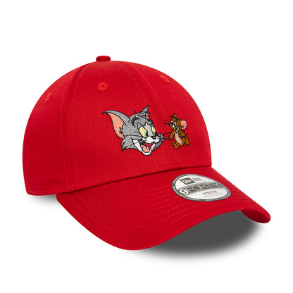 New Era Kids 9FORTY Tom and Jerry Baseball Cap - Multi Character - Scarlet