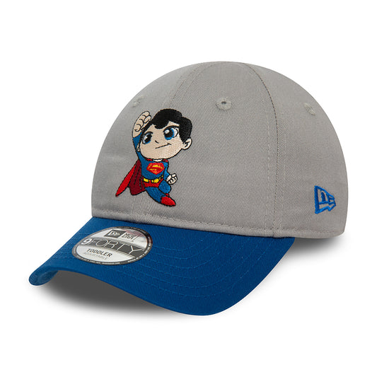 New Era Kids 9FORTY Superman Baseball Cap - DC Comics Hero - Grey-Blue