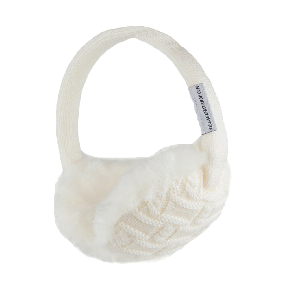 Village Hats Cable Knit Earmuffs - Ivory