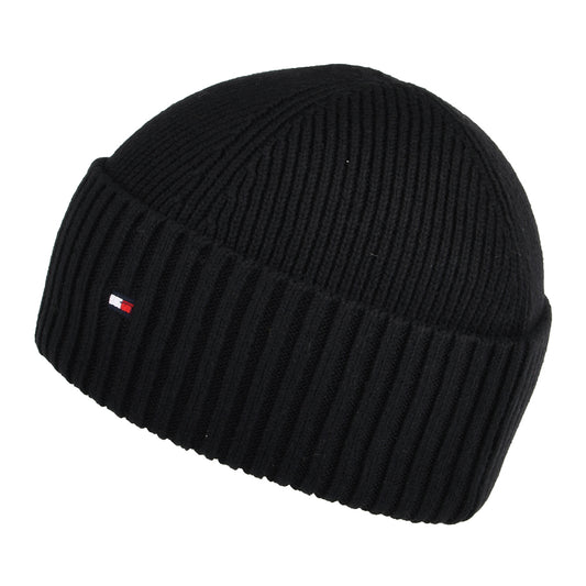 Tommy Hilfiger Hats Flag Cotton Cashmere Fisherman Beanie Hat - Black