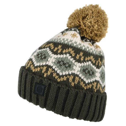 Failsworth Hats Fair Isle Bobble Hat - Moss