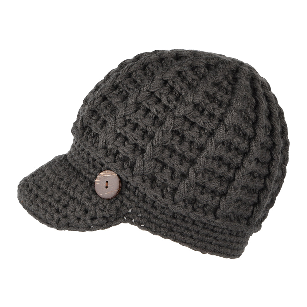 Scala Hats Letizia Crochet Peaked Beanie Hat - Grey