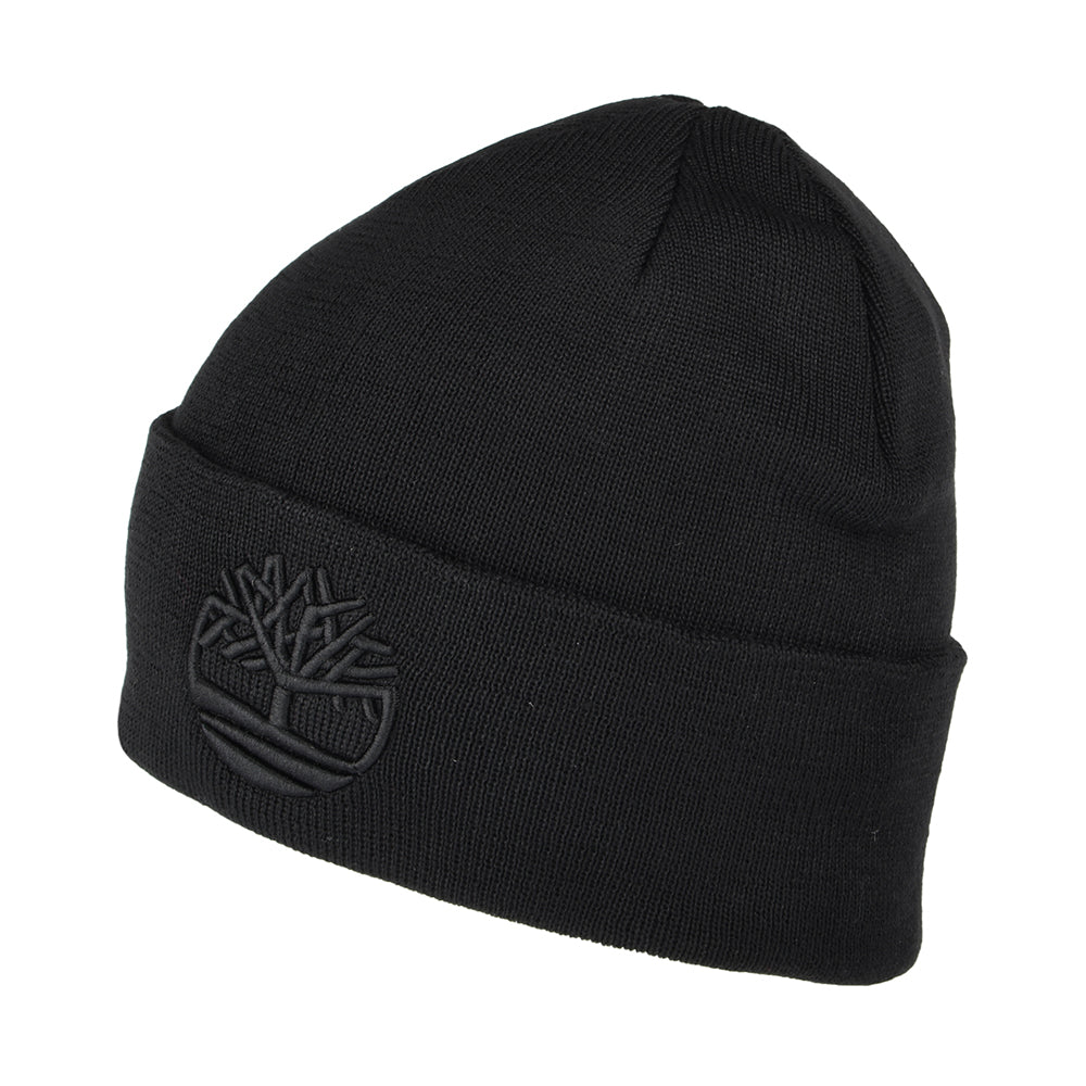 Timberland Hats Tonal 3D Embroidery Recycled Beanie Hat - Black
