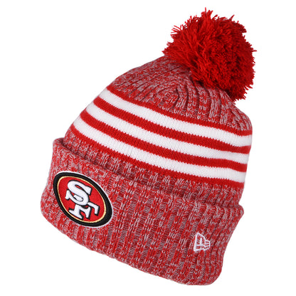 New Era San Francisco 49ers Bobble Hat - NFL Sideline Sport Knit - Red-White