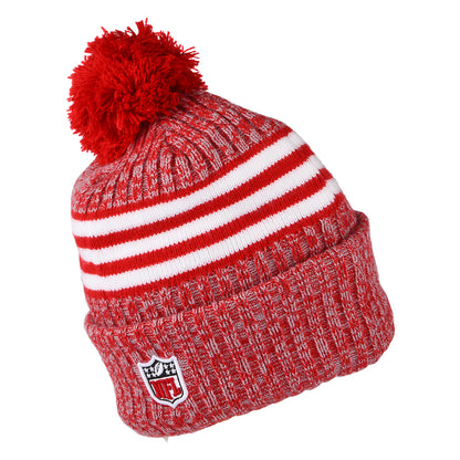 New Era San Francisco 49ers Bobble Hat - NFL Sideline Sport Knit - Red-White