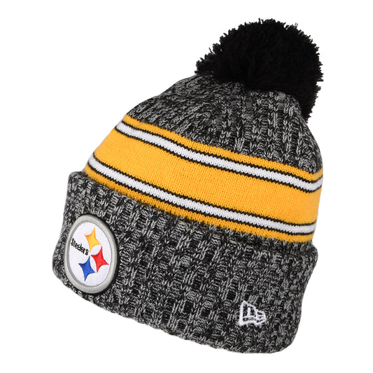 New Era Pittsburgh Steelers Bobble Hat - NFL Sideline Sport Knit - Black-Yellow