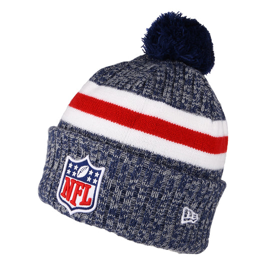 New Era NFL Official Logo Bobble Hat - NFL Sideline Sport Knit - Blue-Red-White