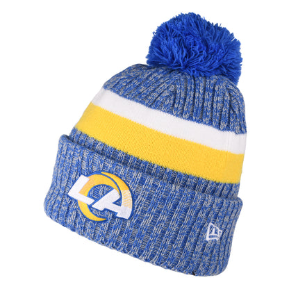 New Era Los Angeles Rams Bobble Hat - NFL Sideline Sport Knit - Royal Blue-Gold