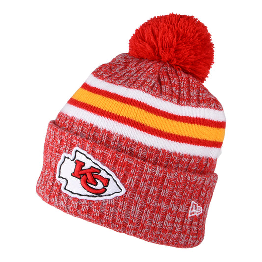 New Era Kansas City Chiefs Bobble Hat - NFL Sideline Sport Knit - Red-Gold