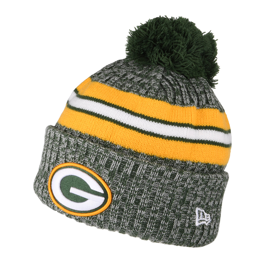 New Era Green Bay Packers Bobble Hat - NFL Sideline Sport Knit - Green-Yellow