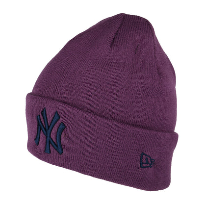 New Era New York Yankees Cuffed Beanie Hat - MLB League Essential - Purple-Navy