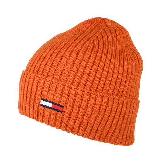 Tommy Hilfiger Hats TJM Flag Ribbed Beanie Hat - Orange