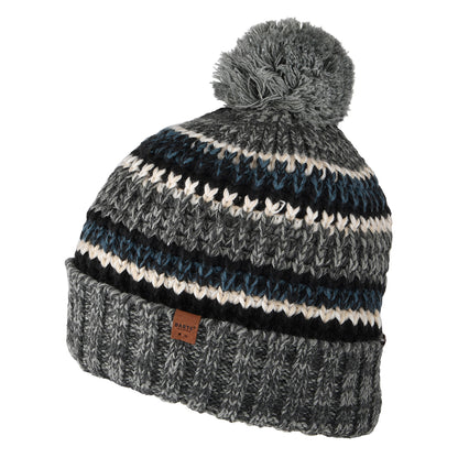 Barts Hats Goser Striped Recycled Bobble Hat - Heather Grey