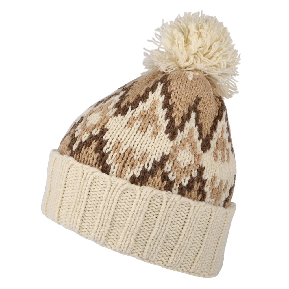 Patagonia Hats Snowbelle Morning Flight Recycled Wool Bobble Hat - Natural-Multi