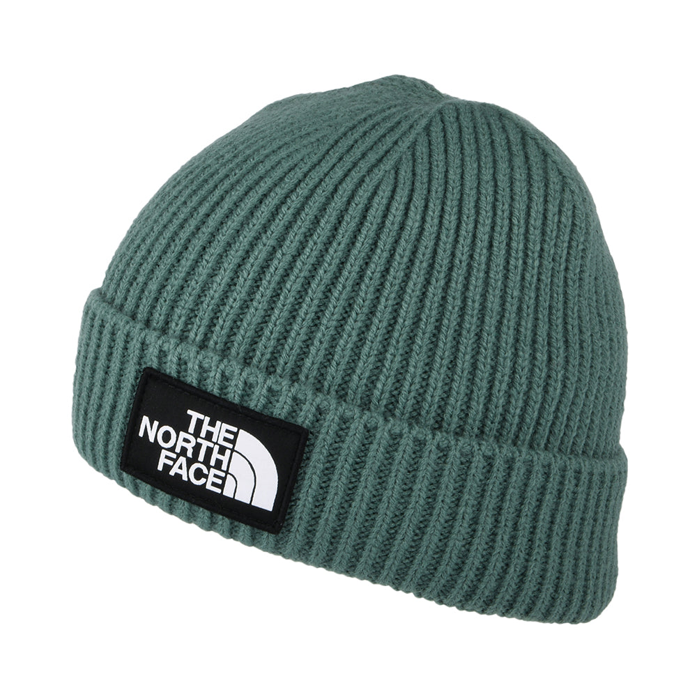 The North Face Hats TNF Logo Box Cuffed Fisherman Beanie Hat - Dark Sage