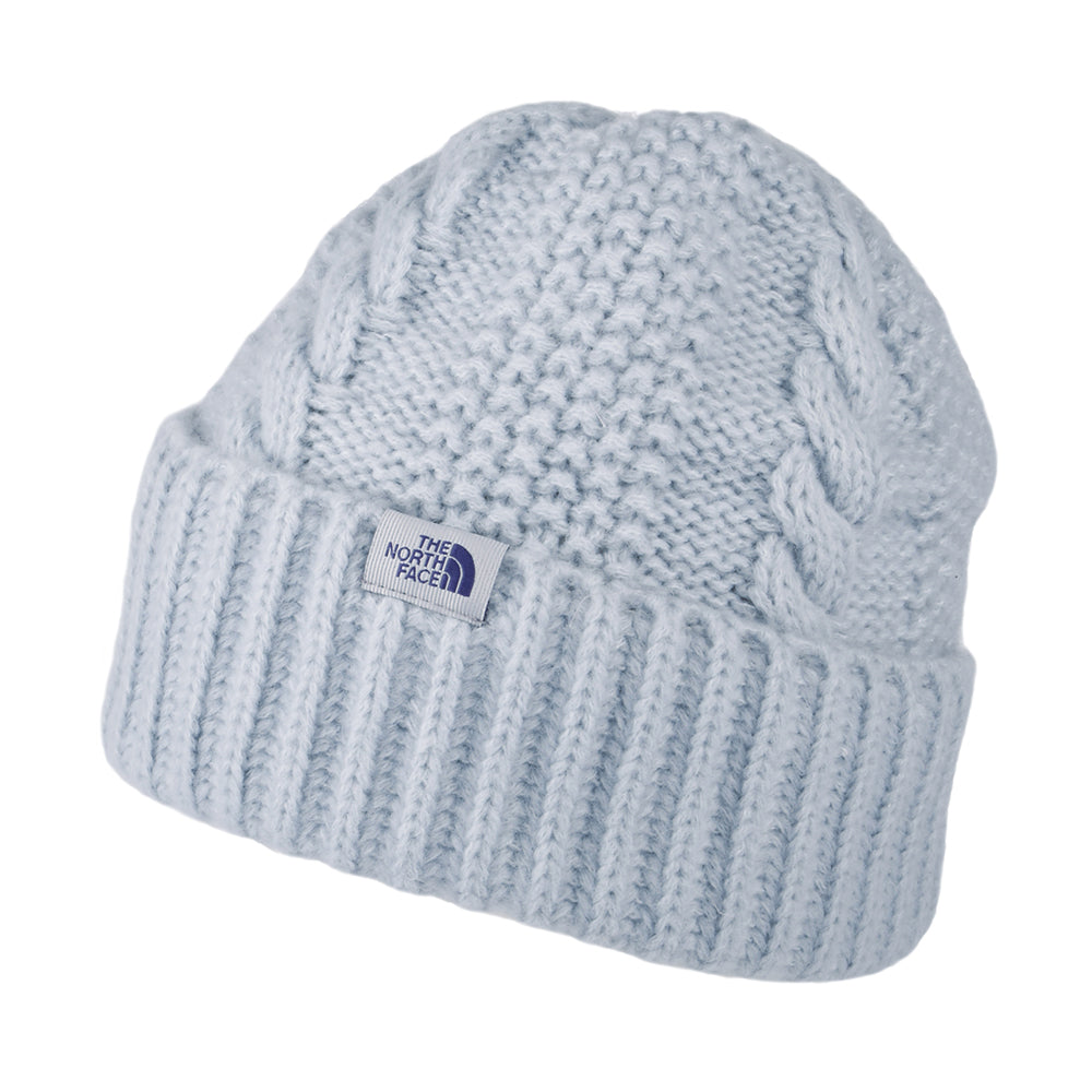 The North Face Hats Womens Oh Mega Cable Knit Cuffed Beanie Hat - Periwinkle