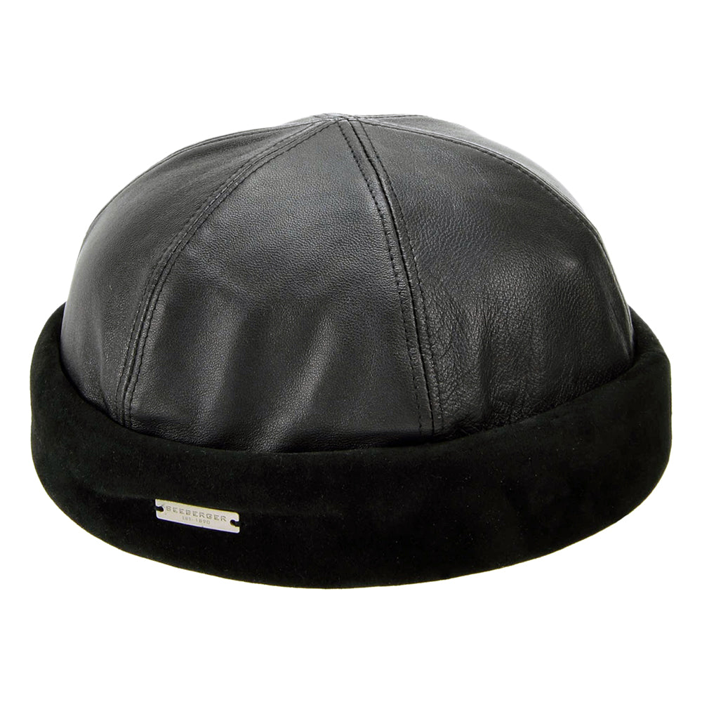 Seeberger Hats Leather Docker Beanie Hat - Black – Village Hats