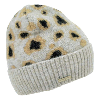 Seeberger Hats Leopard Cuffed Beanie Hat - Smoke Grey-Black