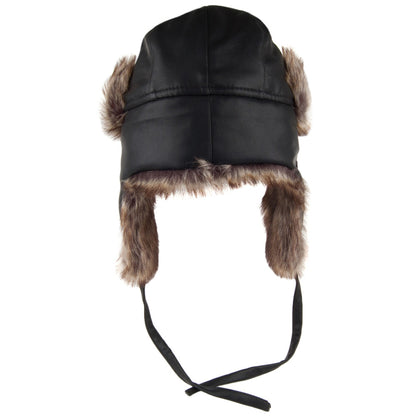Jaxon & James Washed Faux Leather Trapper Hat Black Wholesale Pack