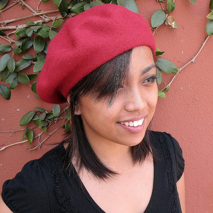 Wool Fashion Beret - Red - Wholesale Pack - 200 Hats