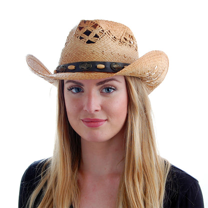 sur la tête Annie Oakley Raffia Cowboy Hat Wholesale Pack