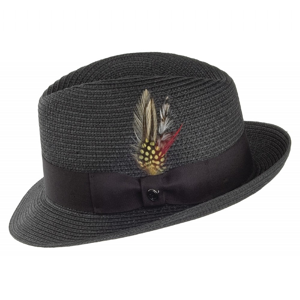 Jaxon & James Pinch Crown Straw Trilby Black Wholesale Pack