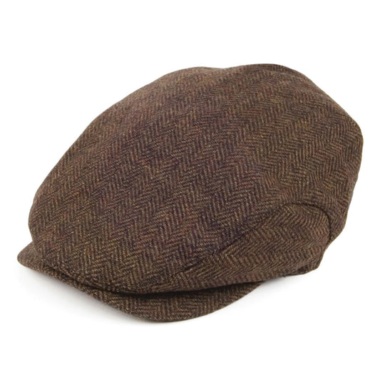 Jaxon & James Herringbone Extended Bill Flat Cap Brown Wholesale Pack