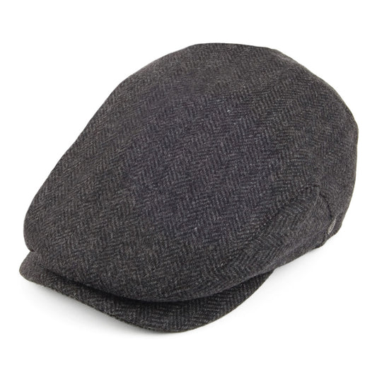 Jaxon & James Herringbone Extended Bill Flat Cap Charcoal Wholesale Pack