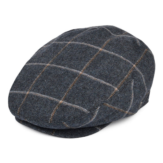 Jaxon & James Gaslamp Plaid Flat Cap Denim Blue Wholesale Pack
