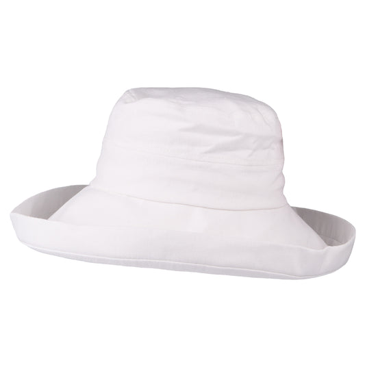 sur la tête Lily Linen-Cotton Packable Sun Hat - White Wholesale Pack